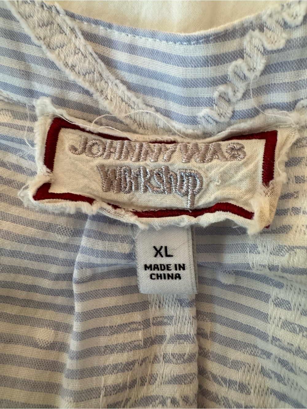 Johnny Was Light Blue & White Sleeveless Tie-Waist Maxi Dress - Picture 3 of 3